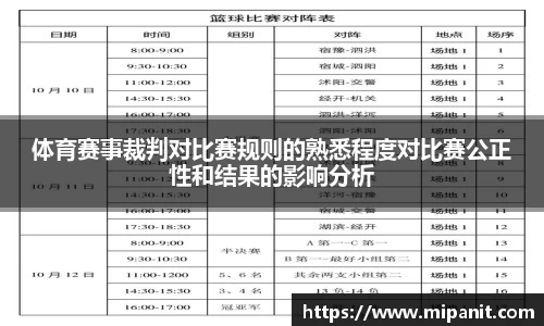 体育赛事裁判对比赛规则的熟悉程度对比赛公正性和结果的影响分析
